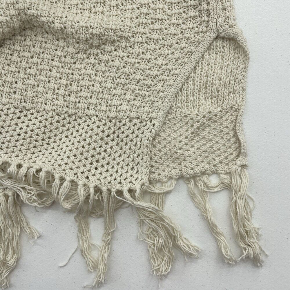Torrid Sz 1X Cardigan Sweater Open Front Open Knit Fringe Oversized Boho Beige - Picture 6 of 10